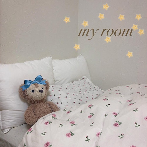 IKEA花柄ベッドカバー