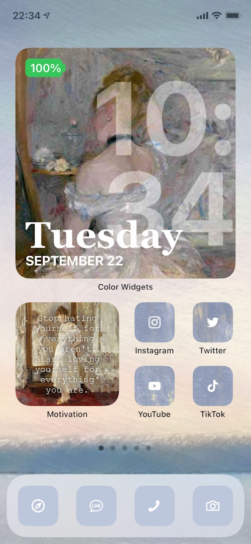 使用アプリ：Color Widgets、Motivation
印象派を代表する画家、ベルト・モリゾの絵画をデザインに使用してみました。